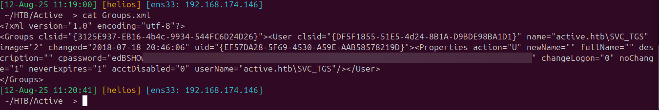 Browsing the Replication share to the GPP Groups.xml