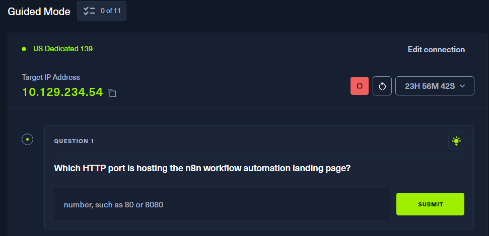 n8n web interface accessible via port 80