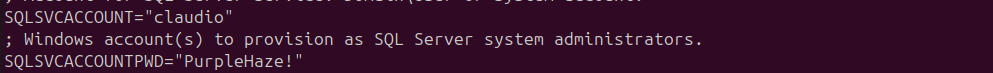 config.ini contents showing plaintext credentials for claudio