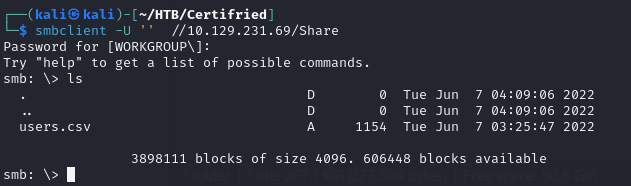 SMB share contents — files readable without authentication