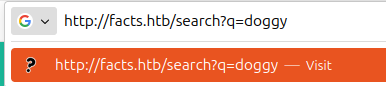 Search results reflected on the page