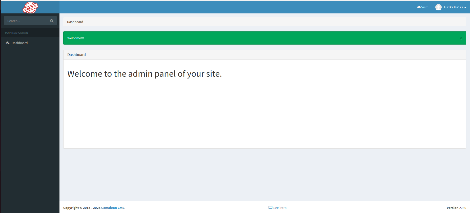 Camaleon CMS version 2.9.0 identified