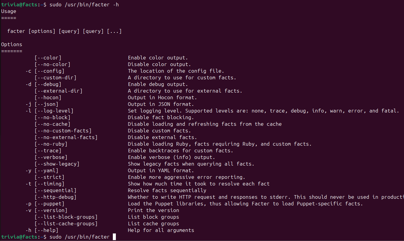 facter listed as a passwordless sudo binary