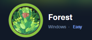 Nmap confirming Forest as a Windows Server 2016 domain controller for htb.local