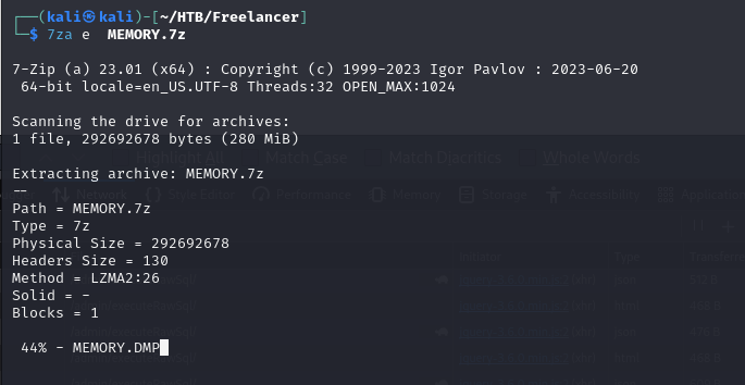 Archive received on the attacker host