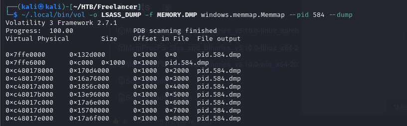 Volatility lsass dump in progress