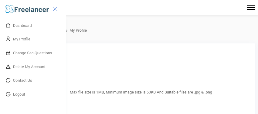 Freelancer profile page showing the detail endpoint and IDOR potential
