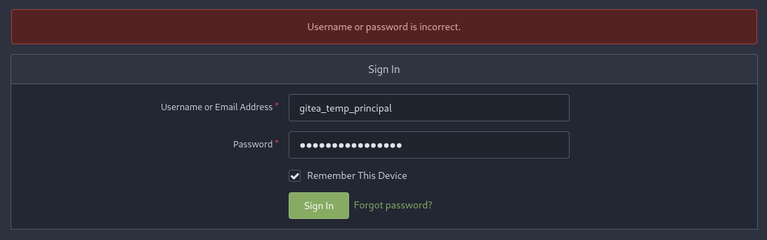Gitea dashboard showing accessible repositories