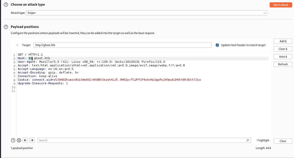 Port 80 resolves to intranet.ghost.htb