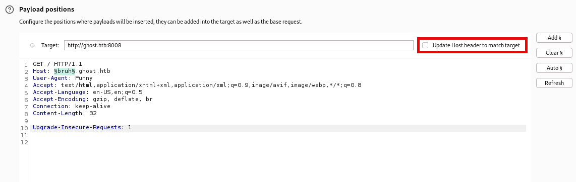 Browser proxy settings adjusted for intranet enumeration