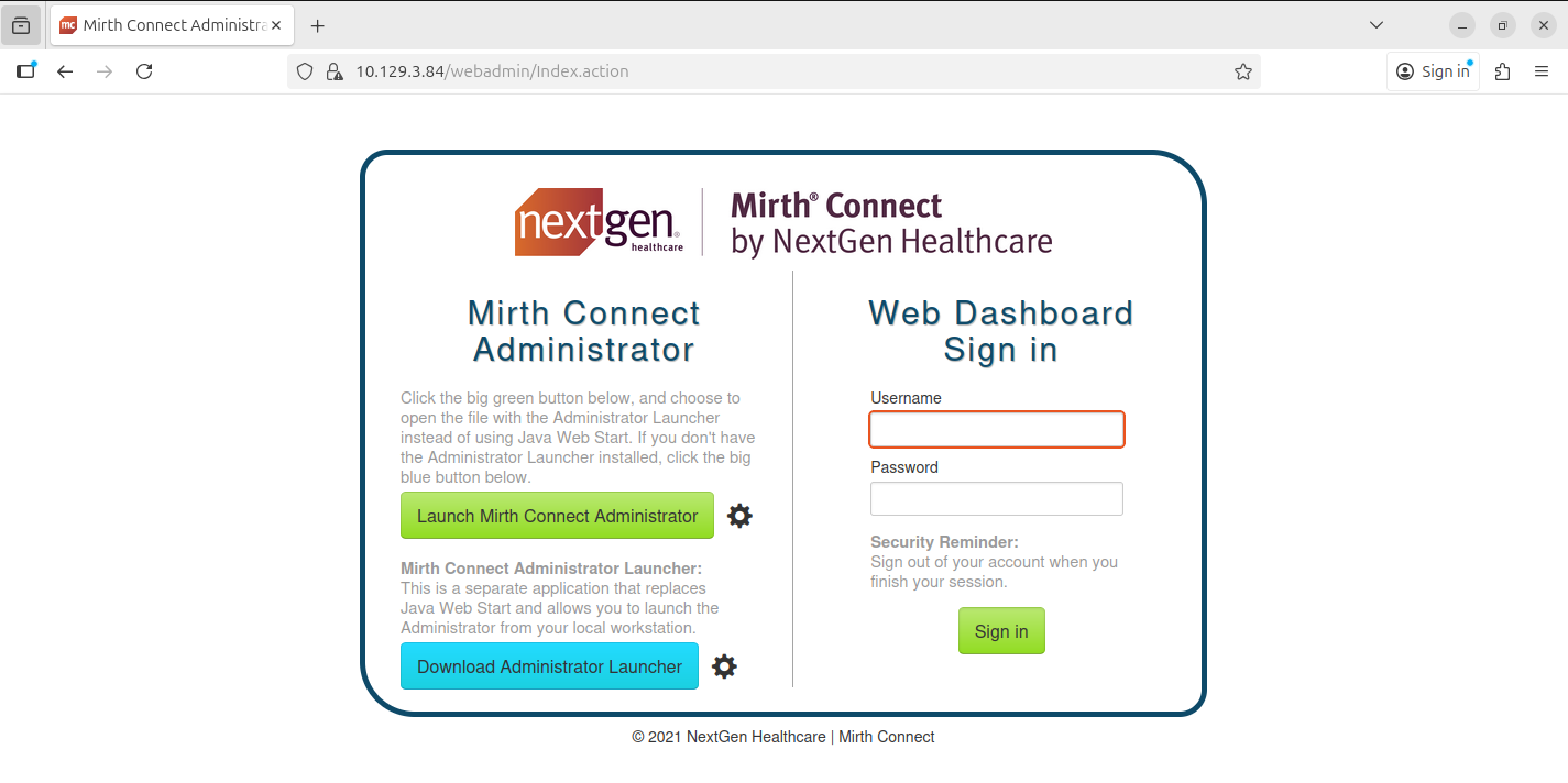 Mirth Connect HTTPS admin interface