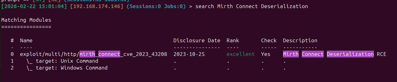 Metasploit module confirming vulnerability and firing the exploit