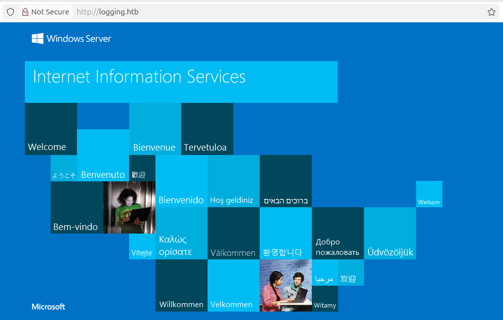 Default IIS page on port 80