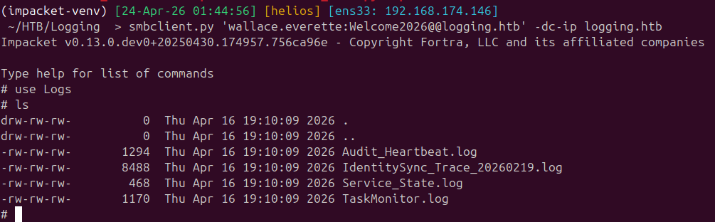 Contents of the Logs share
