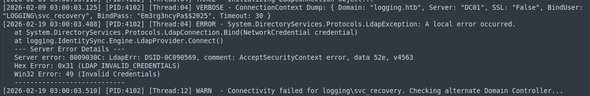 Logs explain the account restriction and hint at the year pattern