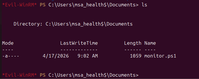 WinRM session as MSA_HEALTH$