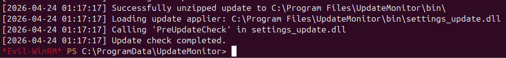 User flag written to the shared log directory