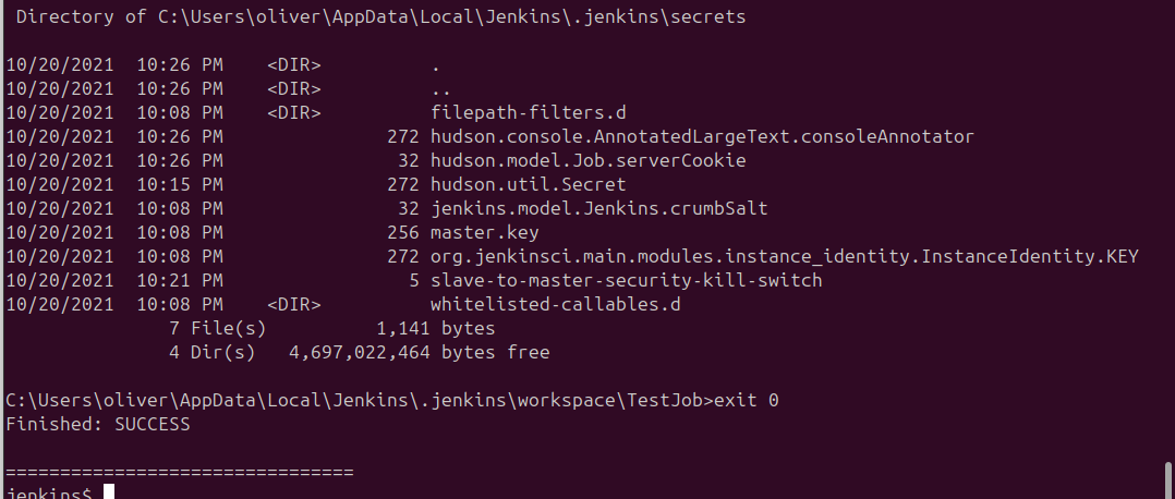 Jenkins secrets folder contents