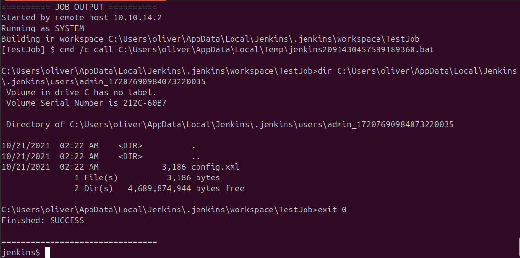 Admin config.xml showing the encrypted oliver credential