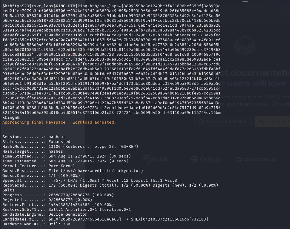 svc_laps password recovered: 16bmxkingm@