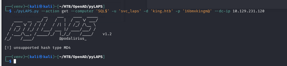 Enumeration output — Python issue noted