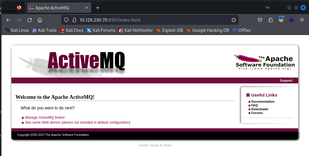 ActiveMQ admin console login with default credentials