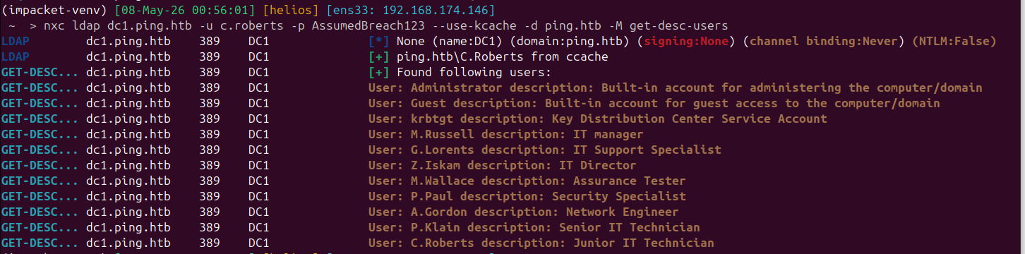 BloodHound collection running against ping.htb
