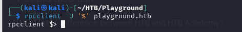 kerbrute username enumeration running against playground.htb