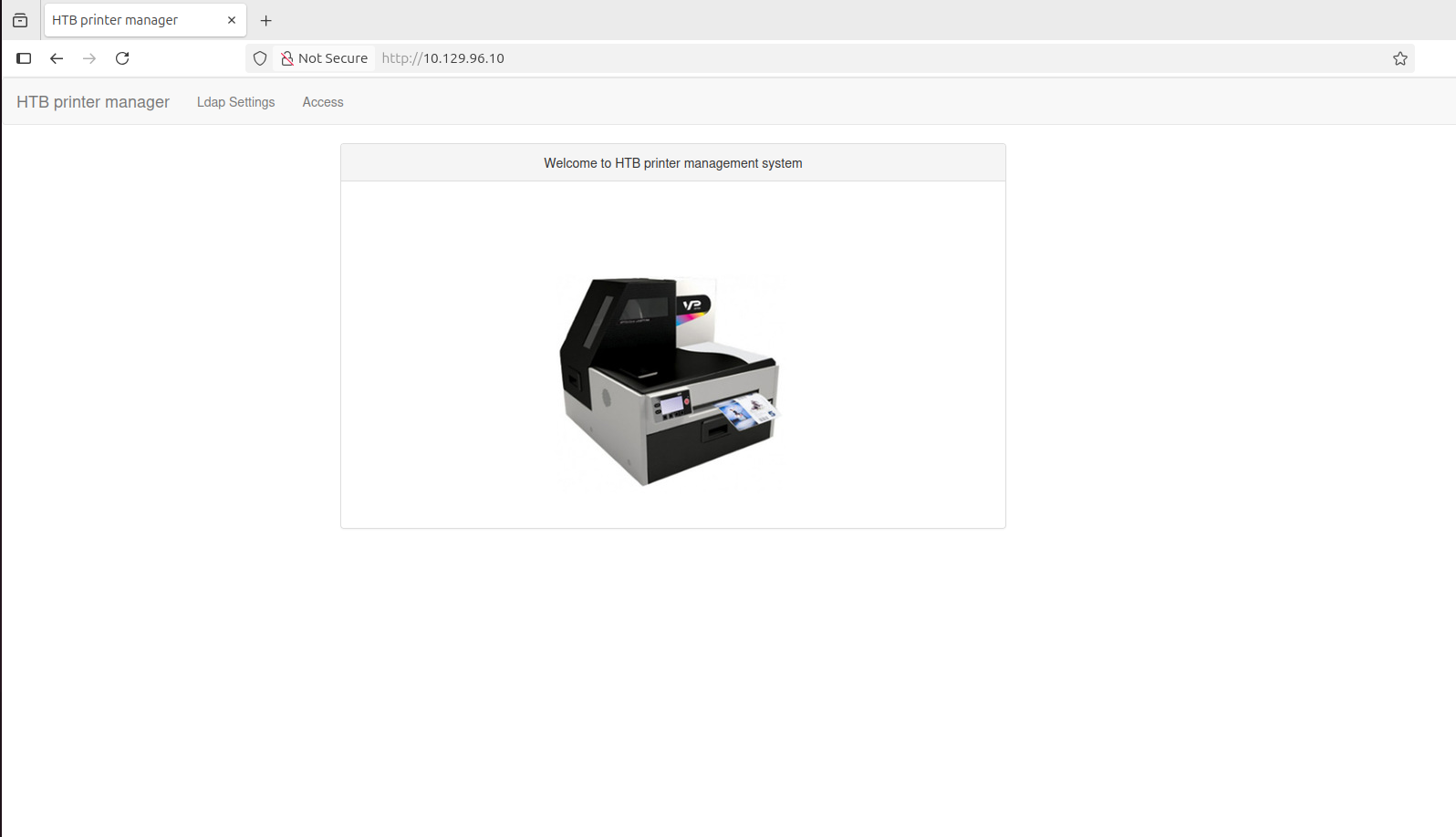 HTB Printer Manager web application