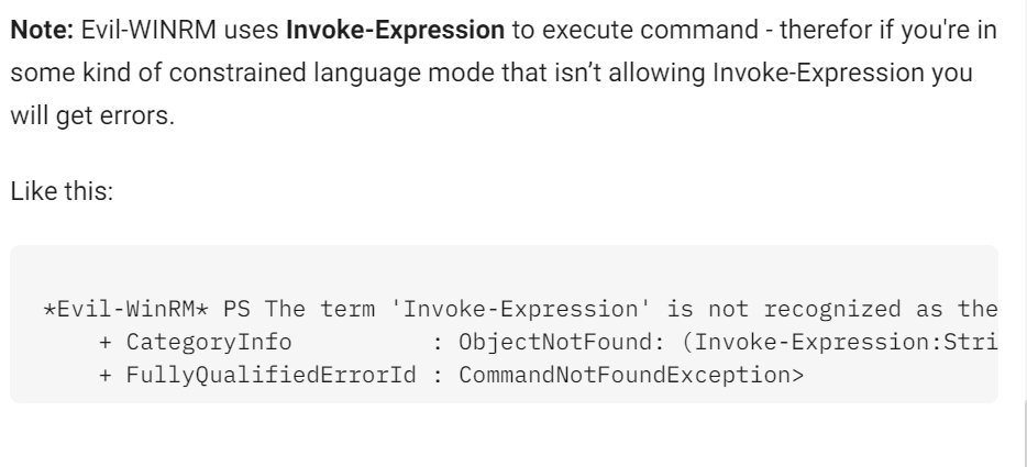evil-winrm session limited by constrained language mode