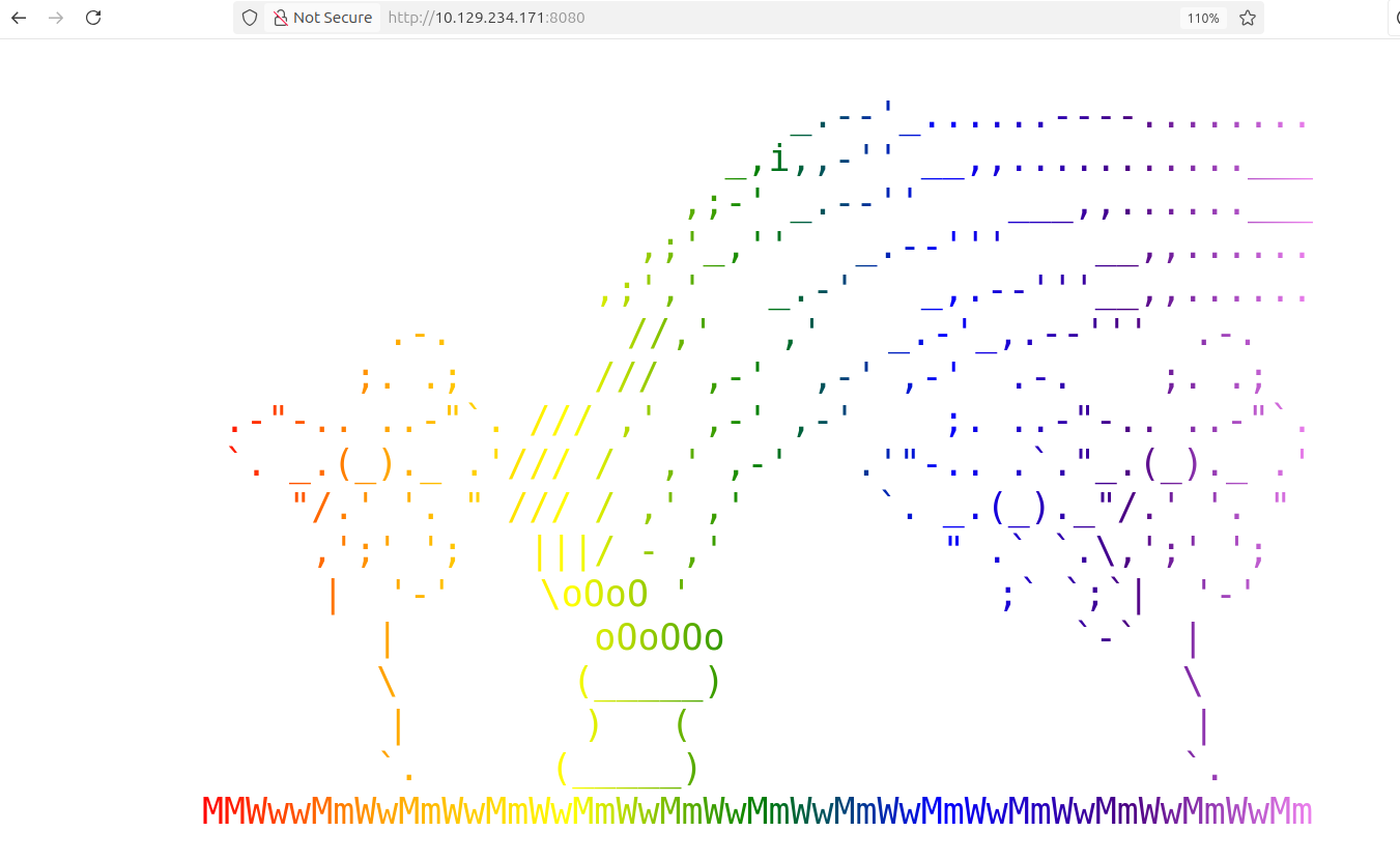 The Rainbow service on port 8080