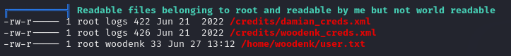 LinPEAS output highlighting the log directory and group membership