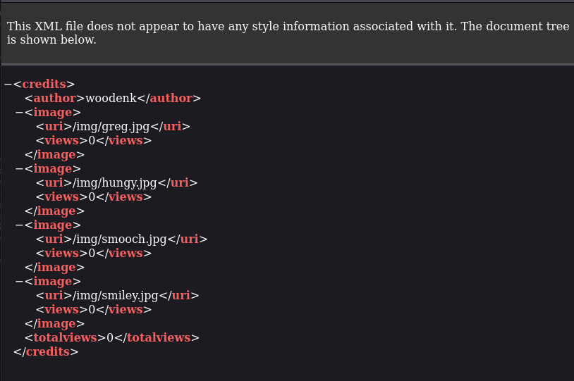 Content of woodenk_creds.xml confirming the XML schema