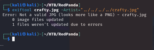 ExifTool confirming the Artist tag is set to the poison path