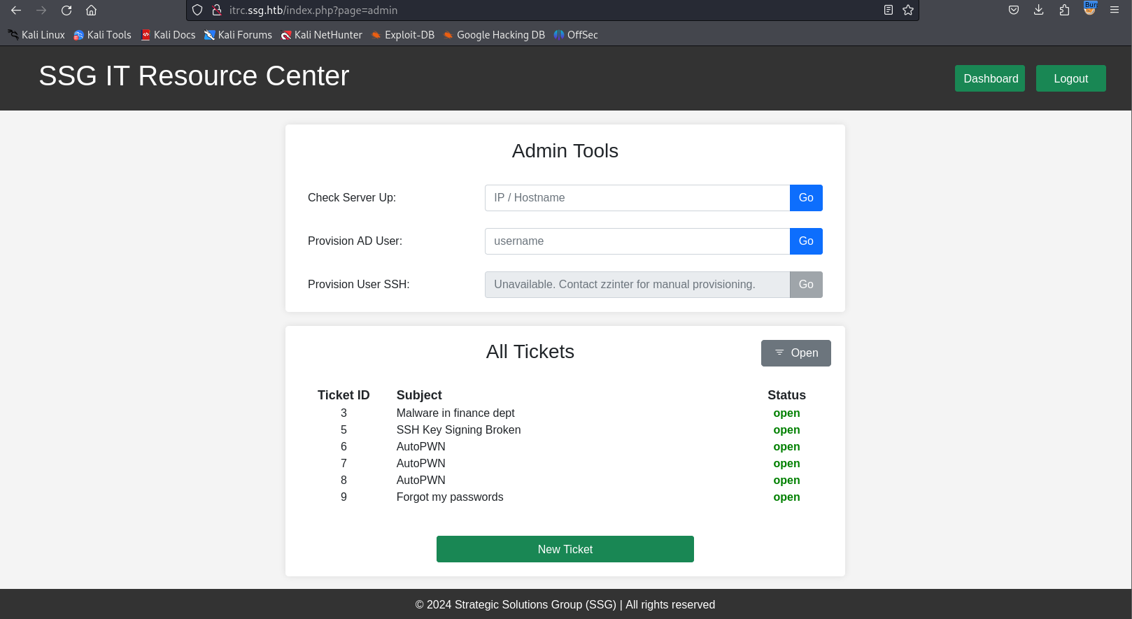 Admin page accessible