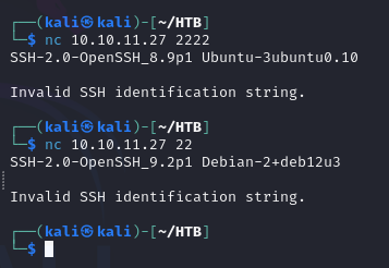 SSH banner on the first SSH port