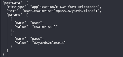 HAR file credential detail
