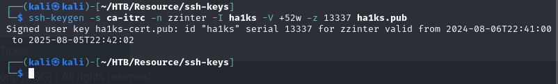 Signing API request for zzinter principal