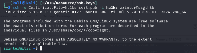 Signed certificate returned by the API
