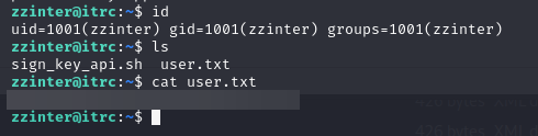 SSH login as zzinter with the signed certificate
